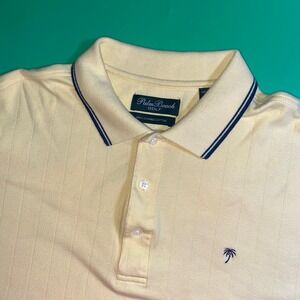 Palm Beach Golf Polo Shirt Mens XL Short Sleeve Yellow Ribbed Golf Palm Tree